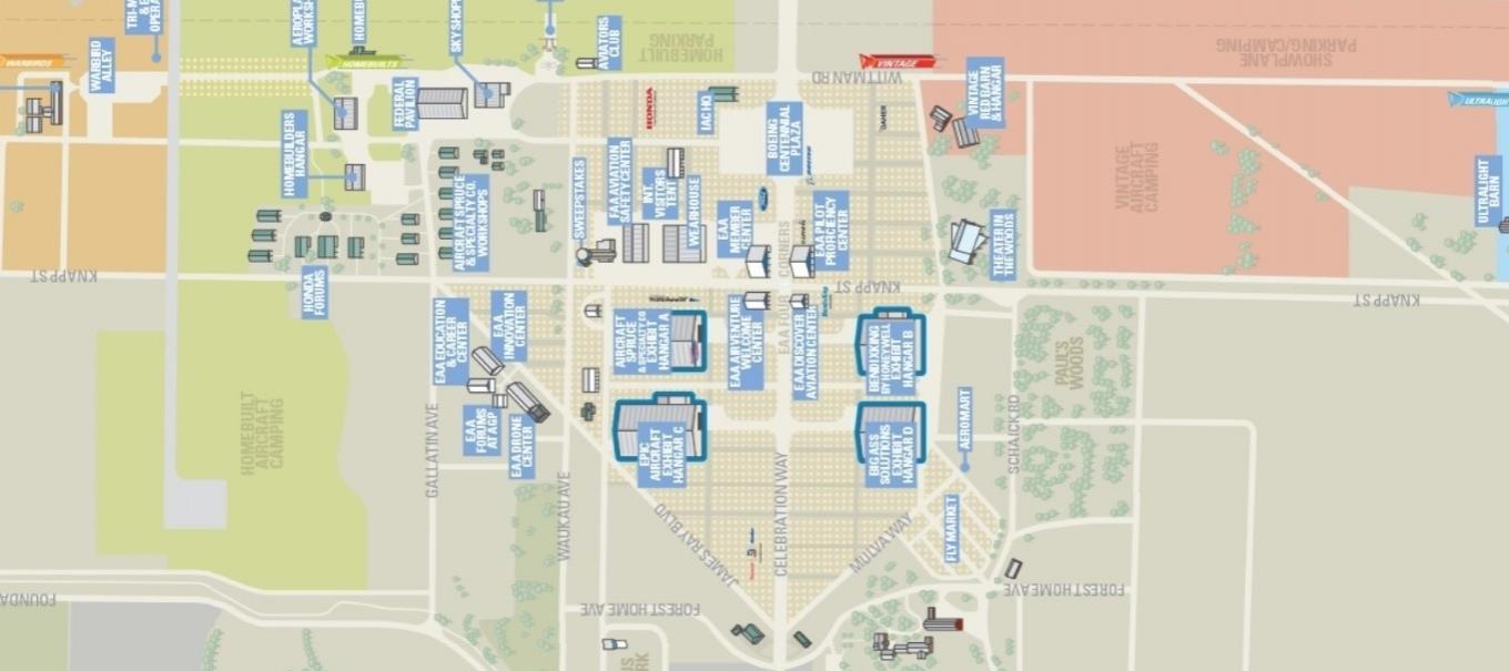 EAA AirVenture Grounds Map Correct road layout