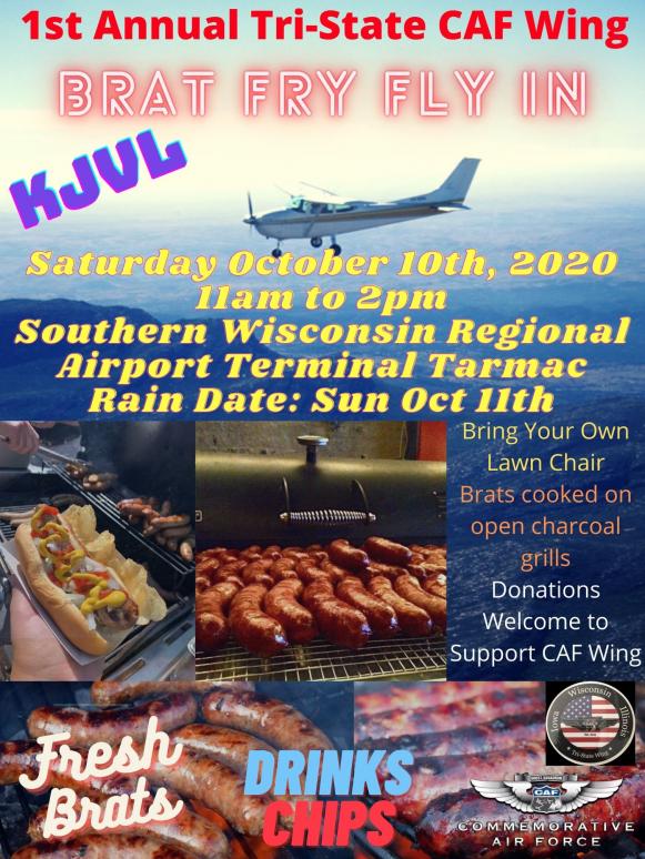 KJVL Brat Fry Flyin Saturday October 10th, 2020, 11am to 2pm